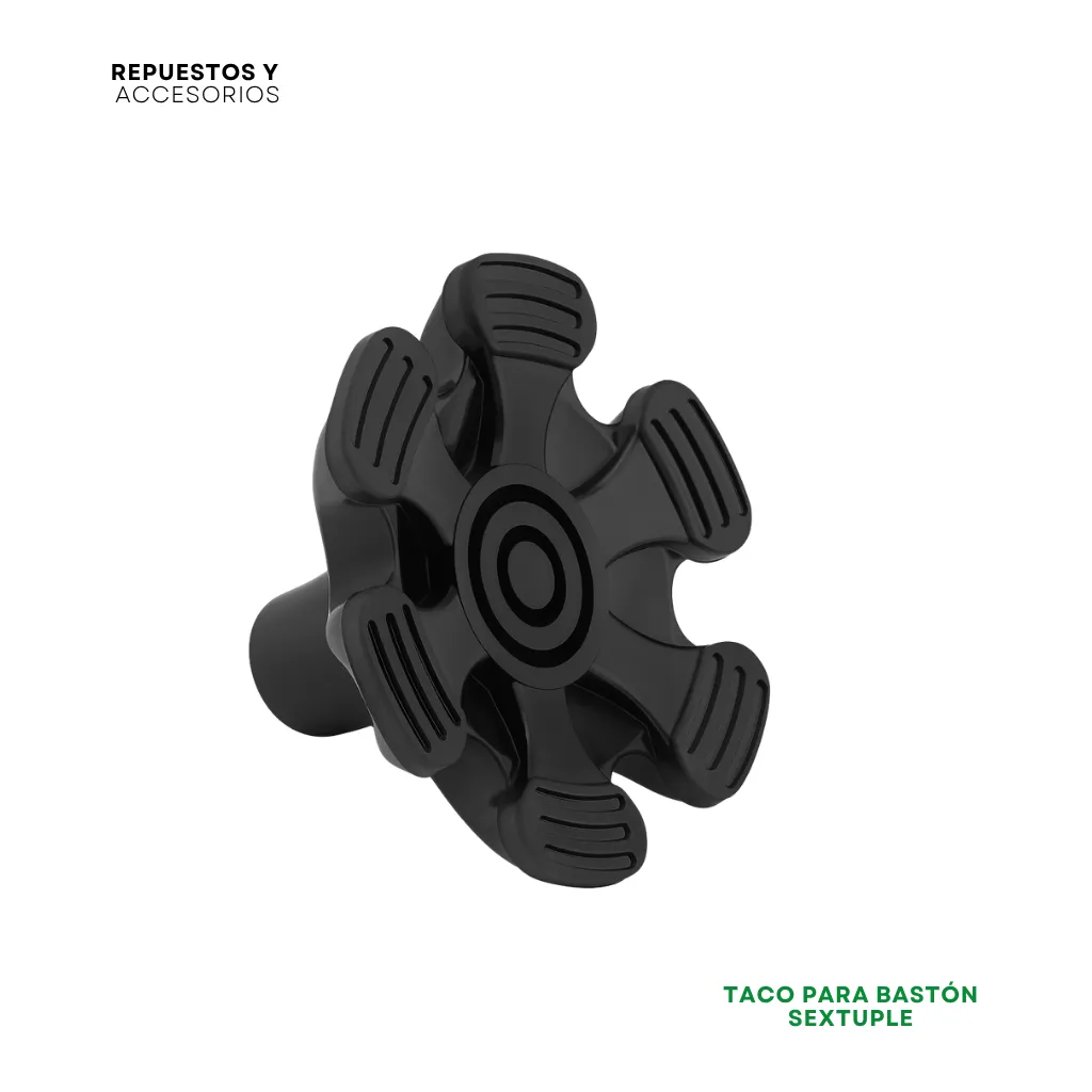 Respuesto y accesorio taco sextuple Taco para bastón séxtuple color negro